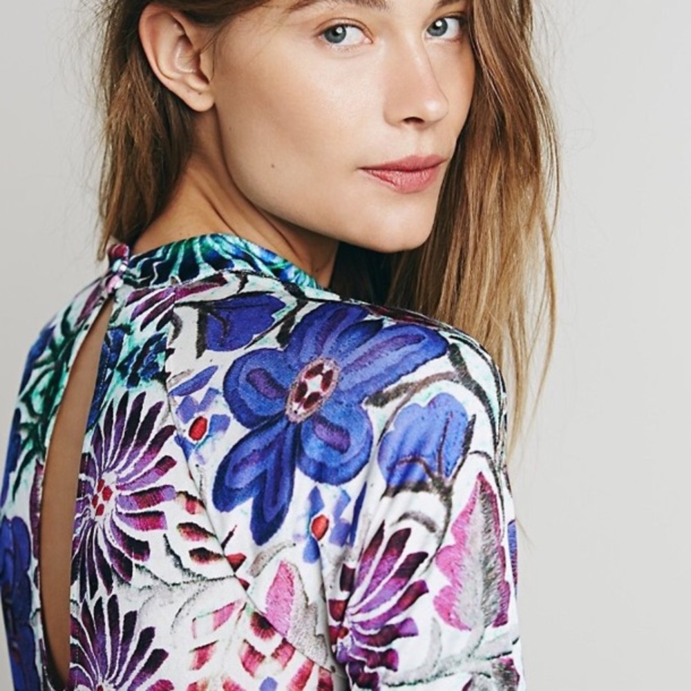 FREE PEOPLE NEW ROMANTICS Floral DRESS Trapeze NEW - Picture 5 of 7